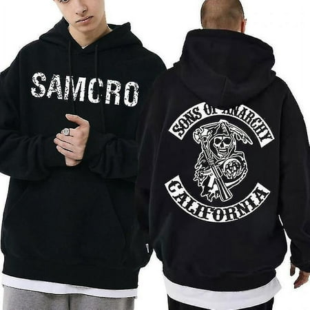 Aiony Sons Of Anarchy Samcro Hoodie Double Sided Print Hoodie Shirt Top Black Xl