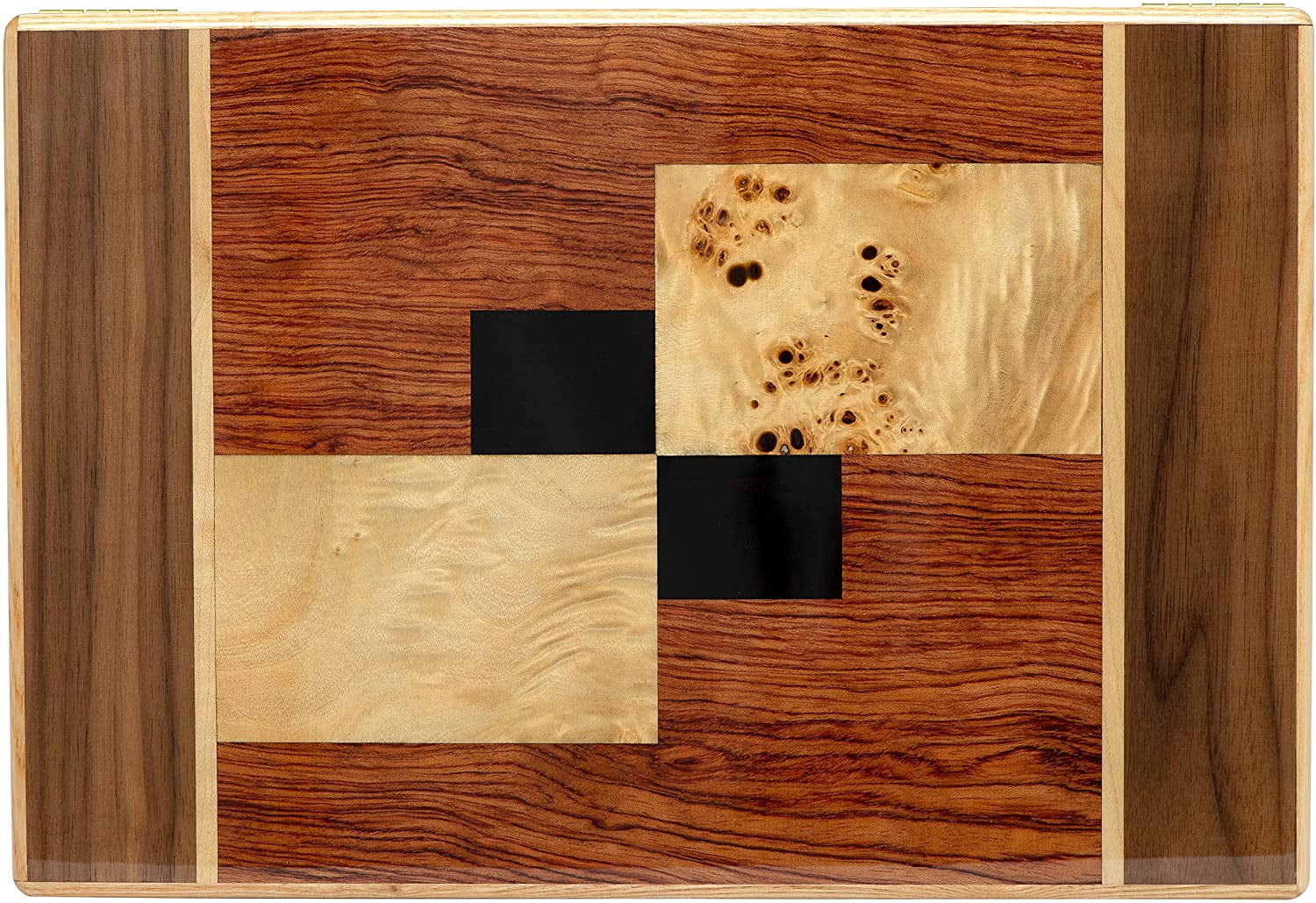 Humidor Supreme Amarone Desktop Cigar Humidor, High-Gloss Walnut, Mapa Burl Bubinga Wood