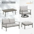 thumbnail image 3 of HAPPATIO 6-Pc Aluminum Patio Sofa Set, Outdoor Conversation set, Loveseat, Coffee Table, Swivel Sofa x2, Ottoman x2, Rope Backrest, for Yard, Deck, 3 of 7