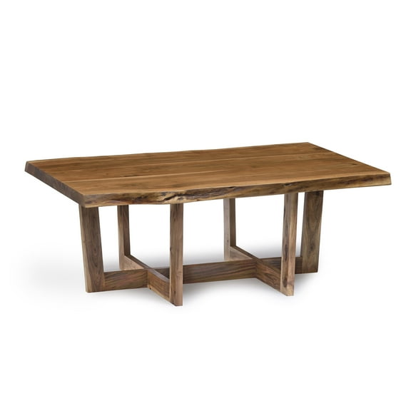 Alaterre Furniture Berkshire 48 in. Live Edge Acacia Wood Coffee Table, Handcrafted with Floor Protectors, Modern Industrial Farmhouse Accent Table, Natural