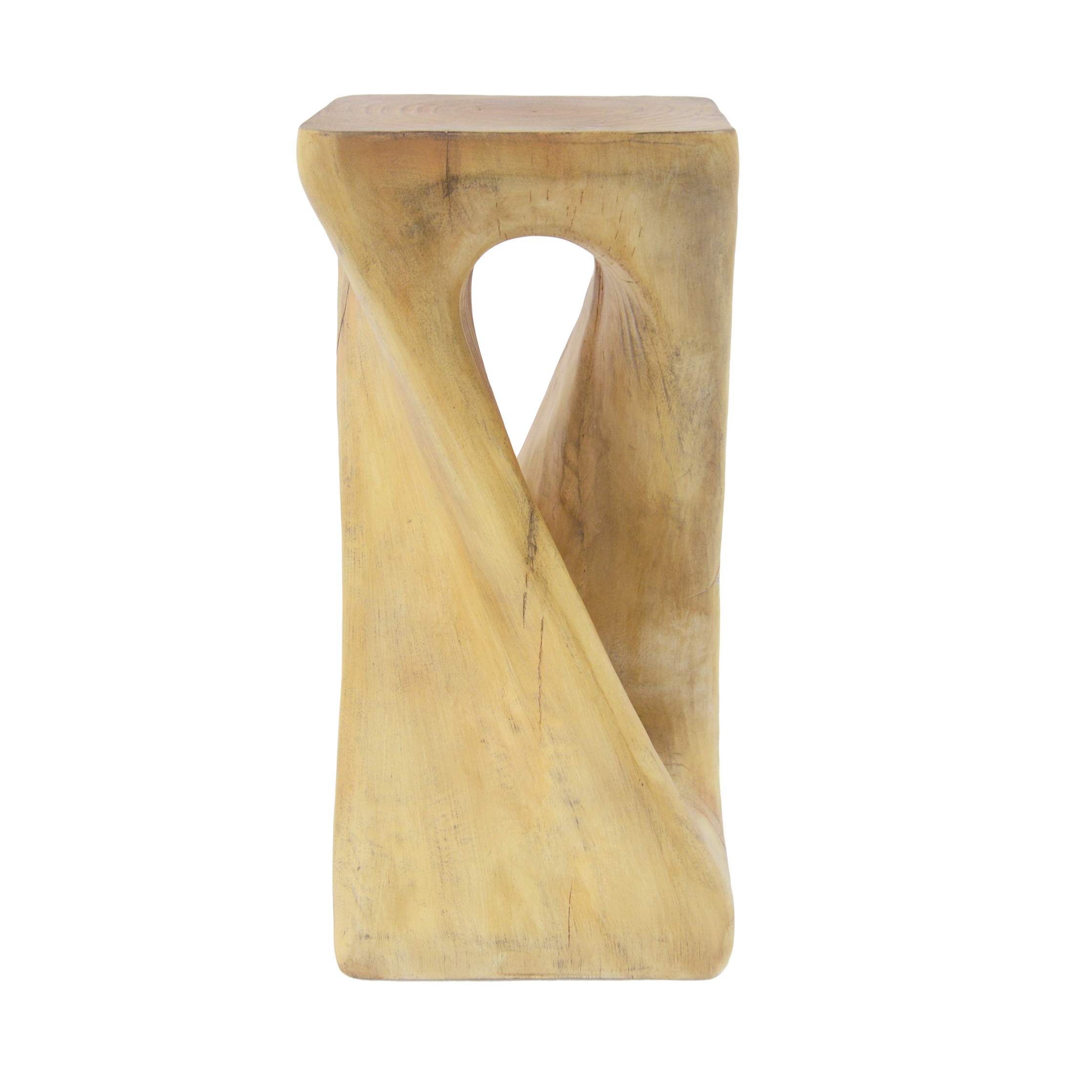 Christopher Knight Home 26.8" Natural Wood Twist Shape Design MGO Outdoor Side Table, Natural