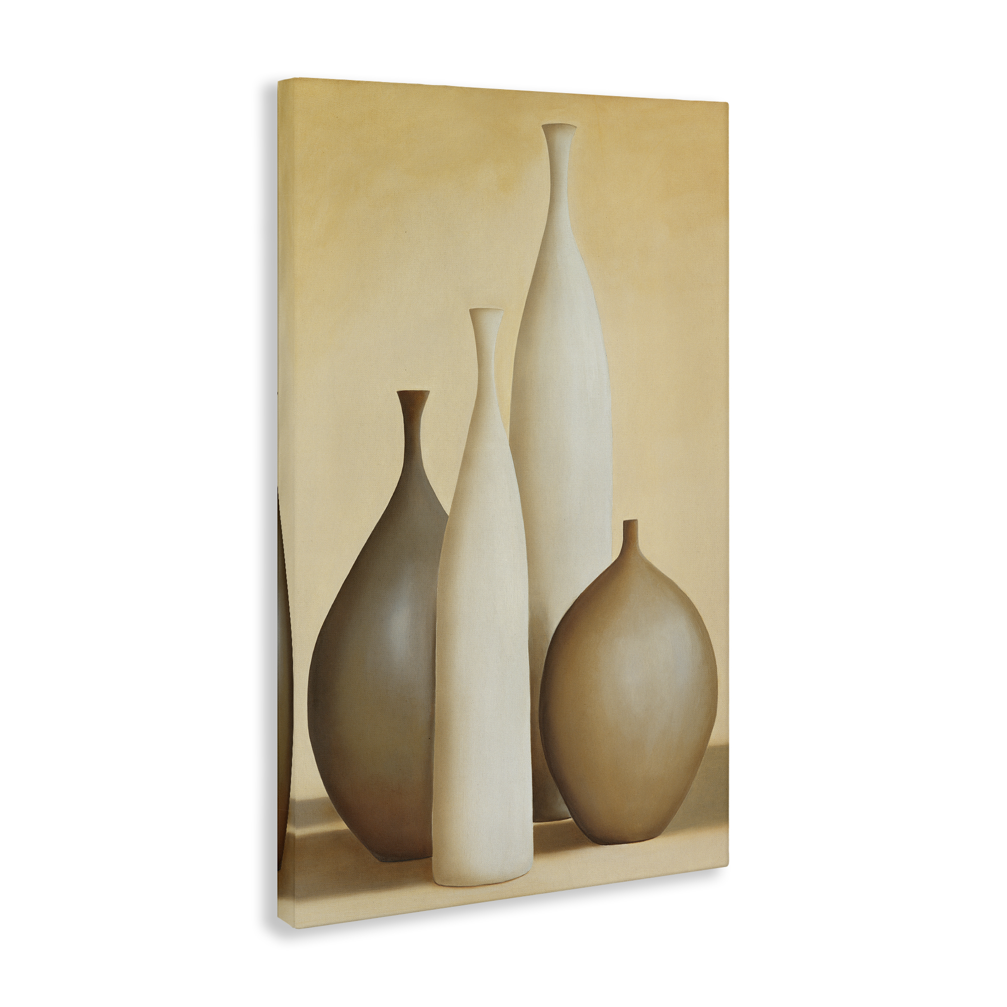 Stupell Industries Neutral Pottery Bottles Furniture Painting Wrapped Canvas Art Print Wall Art, 20 x 30