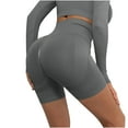 thumbnail image 2 of Elainilye Fashion Women's Athletic Shorts High Waisted Running Shorts Fitness Pants Tight-fitting Stretch Hip-Up Gym Shorts,Gray, 2 of 9