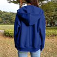 thumbnail image 3 of Women's Spring Zip Up Y2K Cargo Hoodies Casual Long Sleeve Sweatshirts Fall Winter Track Jackets with Pockets Blue M, 3 of 5