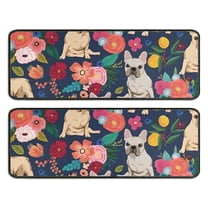 Kitchen Rugs Sets Of 2,French Bulldog Dog and Pioneer Flower Anti Fatigue Kitchen Mat Rugs Non Slip Washable,Decorative Kitchen Floor Mats for Kitchen,Sink,Laundry,17"x47" 17"x47"
