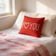 thumbnail image 4 of Funda de almohada de lino con estampado de corazones y letras | Funda de cojín decorativa para sofá o cama | Funda de almohada cuadrada de 45x45 cm, 4 of 6