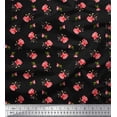 thumbnail image 1 of Soimoi Poly Georgette Tissu Feuilles & Rose Imprimé Floral 1 Yard 42 Inch Wide, 1 of 3