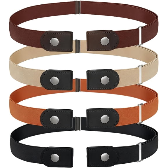 4 PCS Kids Elastic Belt No Buckle Stretch Belt, Adjustable Invisible Elastic Belts for Boys and Girls, Comfortable Waistband for Jeans Pants Without Buckle Free Design