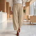 thumbnail image 6 of Linen Barrel Pants Women Cotton Palazzo High Waisted Balloon Pants Summer Casual Beach Boho Wide Leg Baggy Trousers Khaki L, 6 of 8