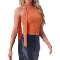 thumbnail image 4 of INSPIRE CHIC Women's One Shoulder Sleeveless Ruched Summer Y2K Crop Tank Top XS Orange, 4 of 6