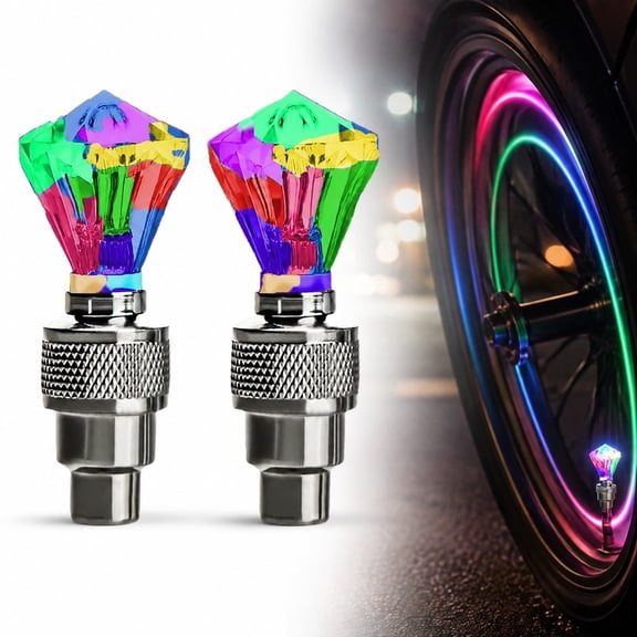 LED Wheel Lights for Bike, Car, Motorcycle - 4 Pack Light Up Valve Stem Caps, Waterproof Multicolor Motion Sensor Tire Lights, Cool Safety Night Lights for Adults