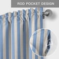 thumbnail image 3 of Blue Striped Kitchen Valances for Windows, Modern Simple Farmhouse Beige Vintage Bathroom Window Valances 42x18 Inch Rod Pocket Window Treatments Valance Curtains for Living Room Bedroom Decor, 3 of 9
