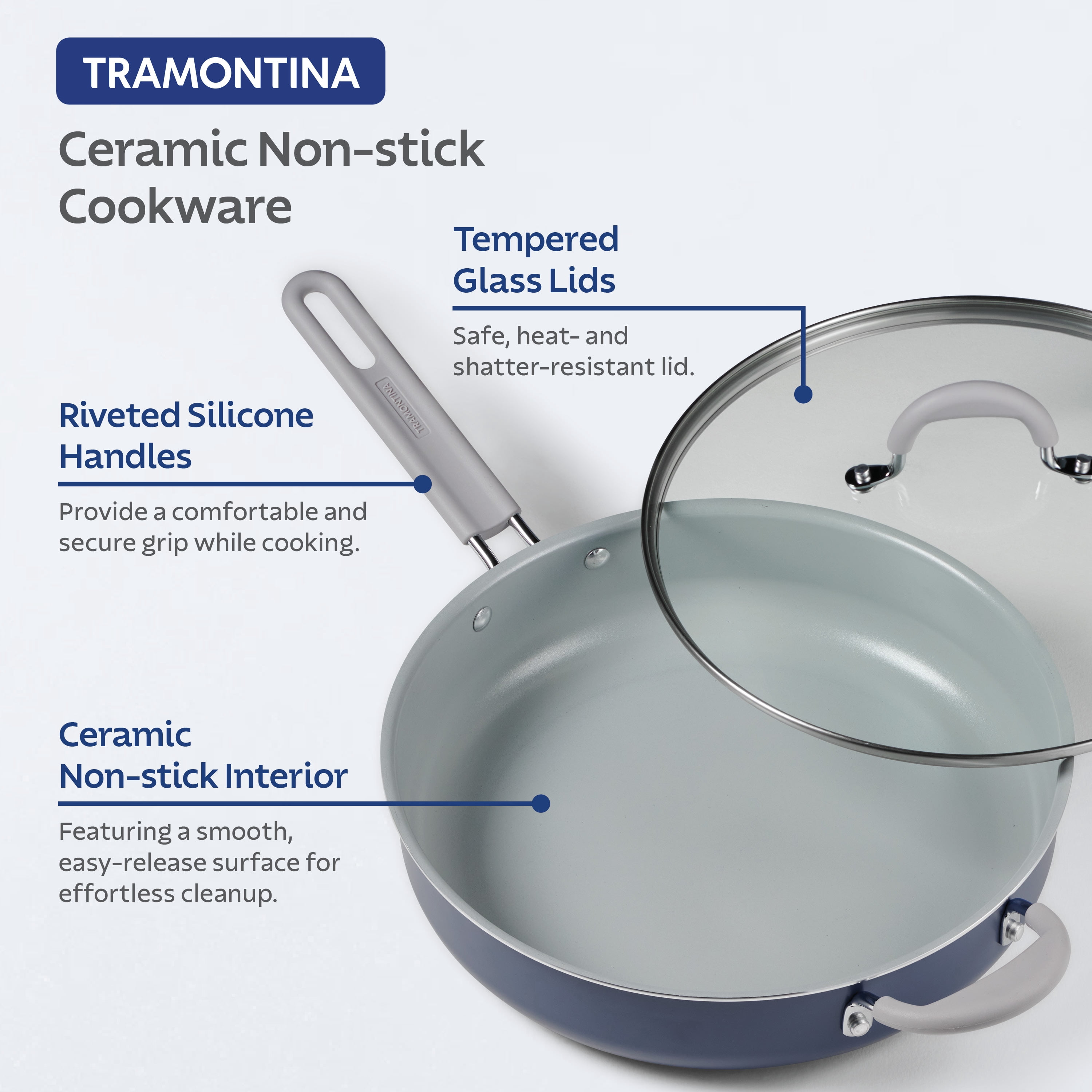 5 QT EveryDay Ceramic Blue Bering Sea Covered Jumbo Cooker