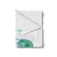 thumbnail image 2 of Hello Summer Soft Flannel Fleece Throw Blanket, Image of Watercolor Style Sunglasses and Phrase and Speckles, Cozy Plush for Indoor and Outdoor Use, 50" x 60", Sky Blue Green, by Ambesonne, 2 of 5