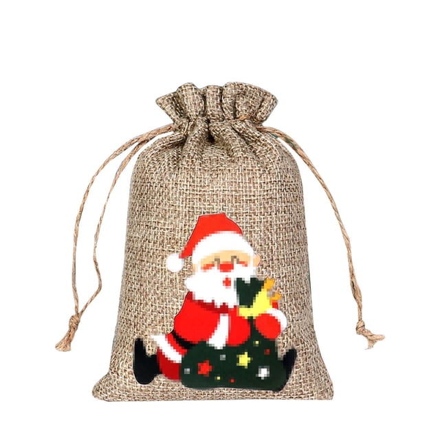 Christmas Burlap Bag Set Drawstring Advent Calendar Small Cloth Bag Christmas Decoration Gift Bag Candy Bag