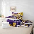 thumbnail image 6 of Feelyou Teal Football Helmet Bedding Comforter Set 7pcs for Boy, Purple Gold Rugby Soccer Queen Bedding Sets, Cartoon Stars Print Reversible Queen Sheet Sets, Ultra Soft Bedroom Decor, 6 of 8