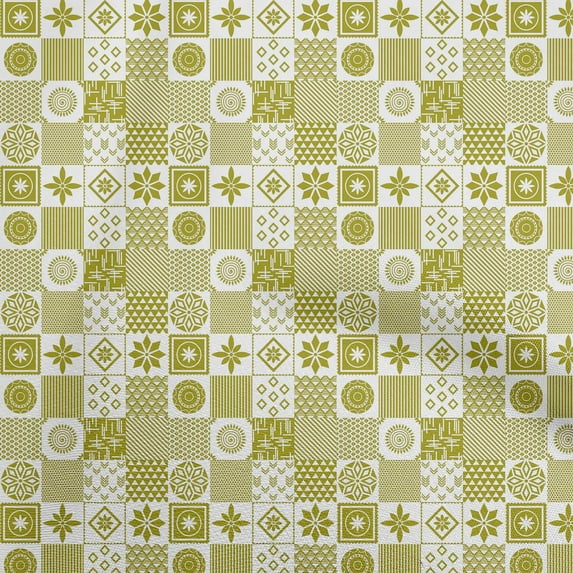 oneOone Velvet Lime Green Fabric Geometric Quilting Supplies Print Sewing Fabric By The Yard 58 Inch Wide