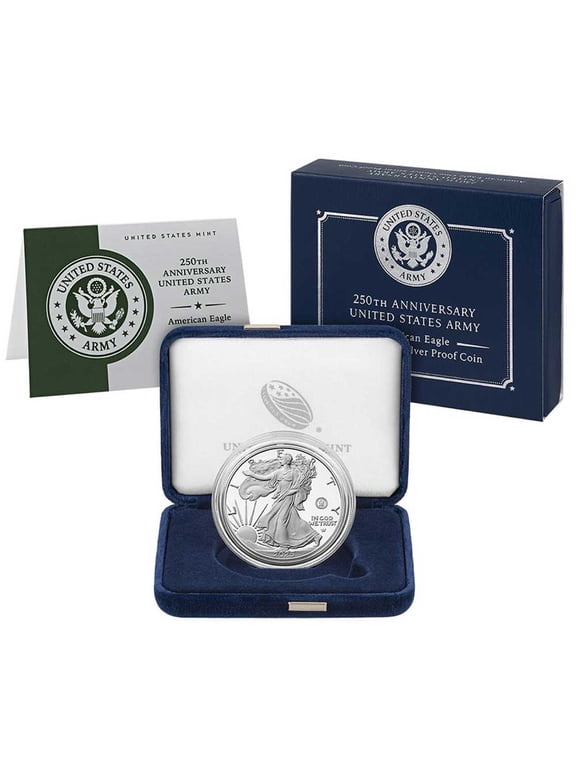 Collectible 2025-W Proof $1 American Silver Eagle Army Privy 250th Anniversary Box, OGP & COA