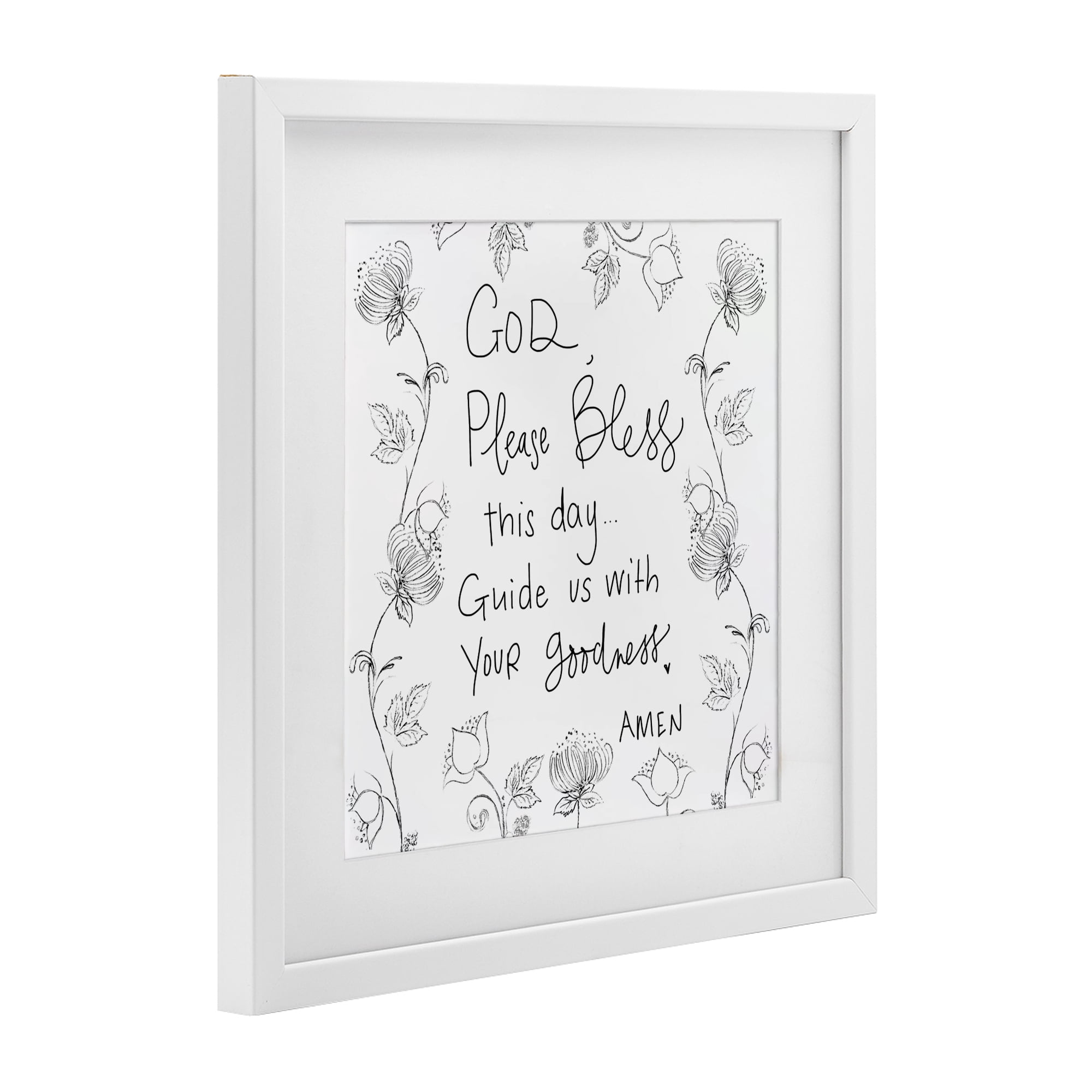 Stupell Industries God Bless This Day White Framed Print Under Glass, design by Patricia Pinto