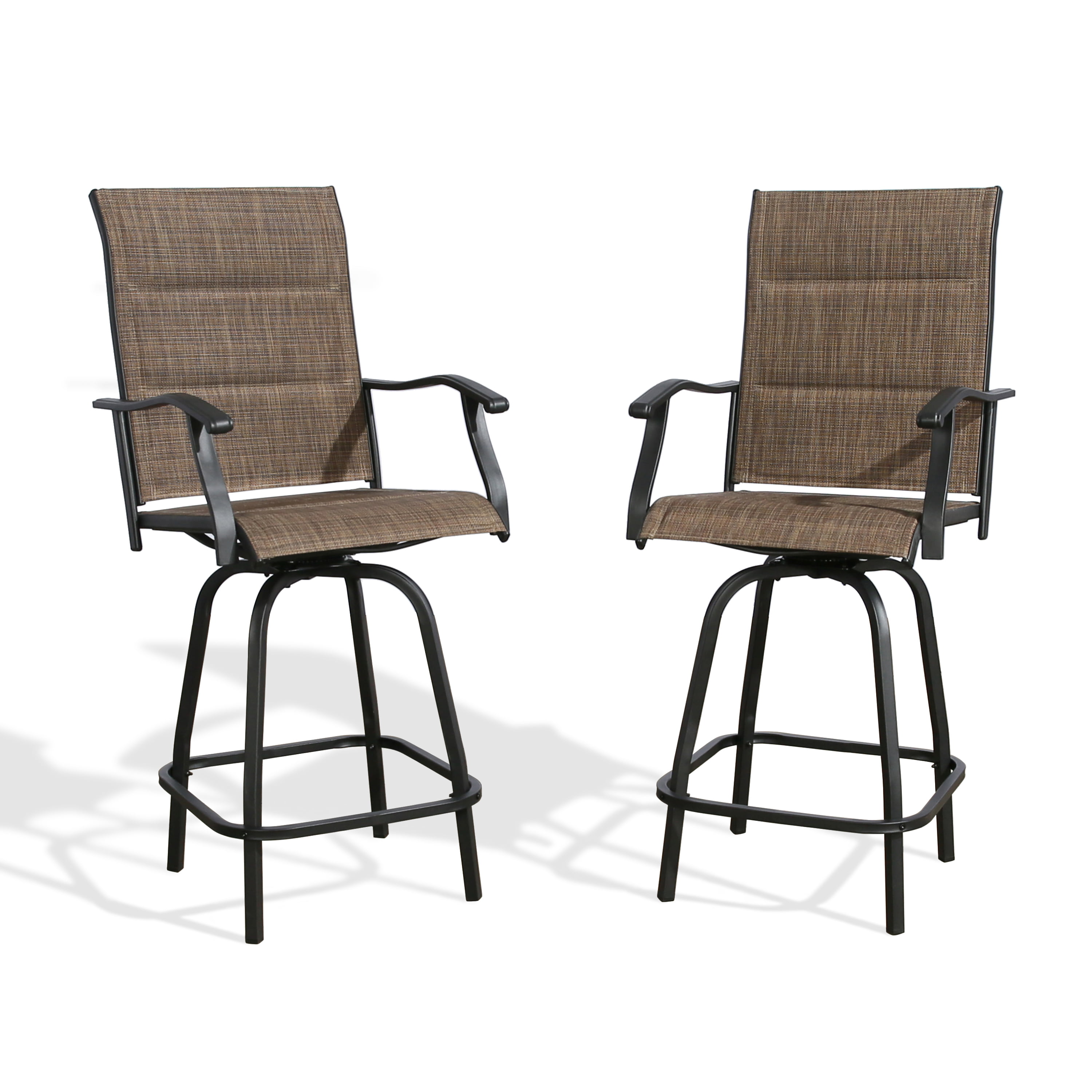 Ulax furniture Outdoor 2-Piece Swivel Bar Stools Height Patio Chairs