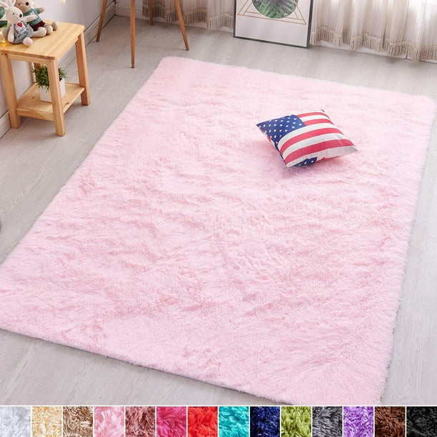 PAGISOFE Pink Fluffy Shag Area Rugs for Bedroom 5x7, Soft Fuzzy Shaggy
