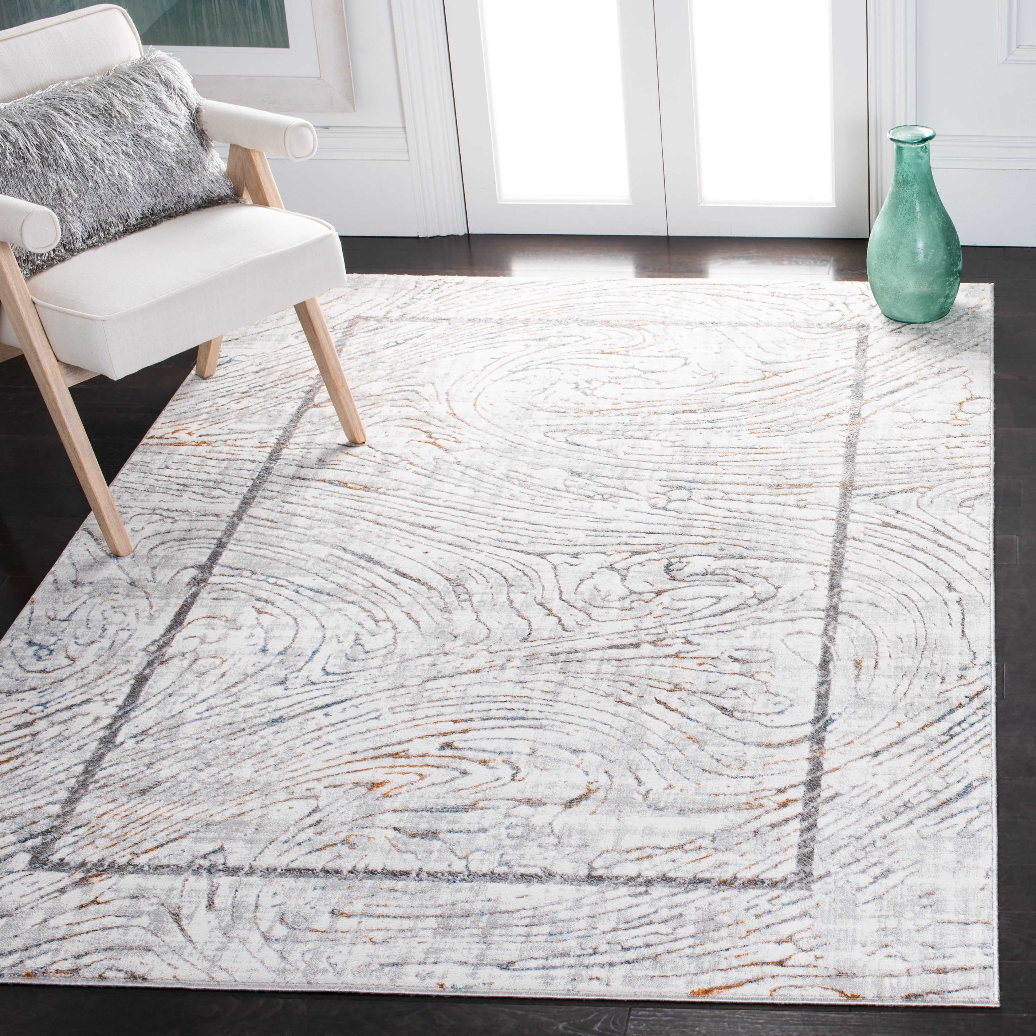 SAFAVIEH Sonoma Claud Abstract Area Rug, Ivory/Grey, 4'5" x 6'5"