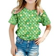 thumbnail image 4 of Baby Girl Summer Clothes Toddler Kids Girls'summer Multicolor Fish Scale Print Casual T Shirt Short Sleeve Top Toddler T Shirts Green 3 Years-4 Years, 4 of 4