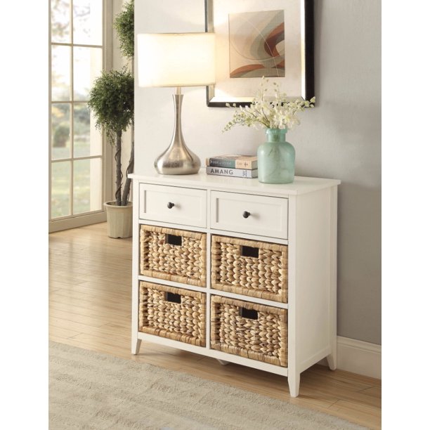 Console Table With 6 Drawers, White