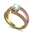 thumbnail image 2 of 2.50 Carat Round Shape Aquamarine & Amethyst Gemstone Classic Ring for Birthday Gift 14K Yellow Gold Size 9.5 by Diamond-Capitals, 2 of 8