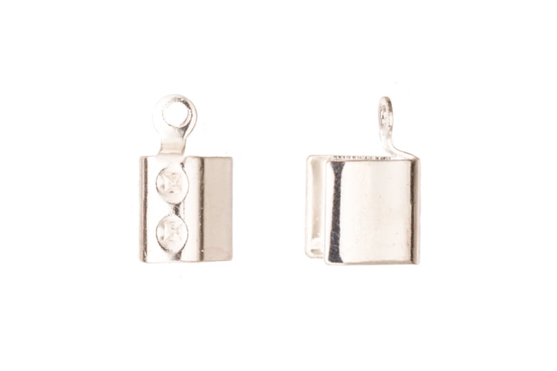 12mm 16K Gold-Finished Line Textured Rectangle Fold-Over Cord End Fit Up to 3.5mm Cord Sold per Pack of 240pcs