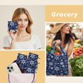 thumbnail image 6 of 5 Pack Foldable Shopping Bag,Dark Blue Christmas Snowflake Pattern Reusable Grocery Bags with Pockets,Large Reusable Tote Bags with Handles Waterproof & Lightweight, 6 of 6