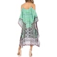 thumbnail image 2 of Sakkas Amaya Loose Fit Long Printed Strappy Cutout Shoulder Boat Neck Kaftan Dress - ORTU144-Turq - One Size, 2 of 5