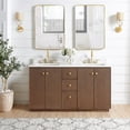 thumbnail image 3 of Oza 60M" Bath Vanity in Aged Dark Brown Oak with Fish Maw White Quartz & Mirror, 3 of 15