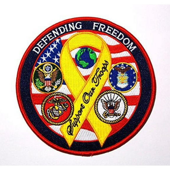 Support our Troops Defending Freedom Embroidered Patch Iron Sew PWPM5070