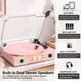 thumbnail image 3 of Tocadiscos TANLANIN Vintage Rosa 3 velocidades con Bluetooth y graves, 3 of 8