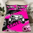 thumbnail image 2 of Feelyou Video Games Console Bed Sheets, Pink Cartoon Gamepad King Sheets, Game Controller Sheet Set, Luxury Bedroom Decor, 4-Piece, 2 of 7