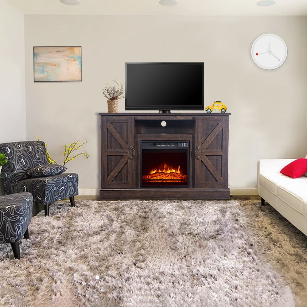 Electric Fireplace TV Stands for TVs up to 47'', Traditional Wood TV