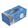 thumbnail image 1 of 1PC Mediterranean Decorative Tissue Box Wooden Crafts Storage Box Home Desktop Decoration (Blue Rudder), 1 of 6