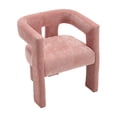 thumbnail image 4 of Chenille Upholstered Dinning Chairs Set of 2, Modern Accent Chair with Wood Frame, Barrel Side Armchair for Living Room Dining Room Kitchen, Pink, 4 of 8