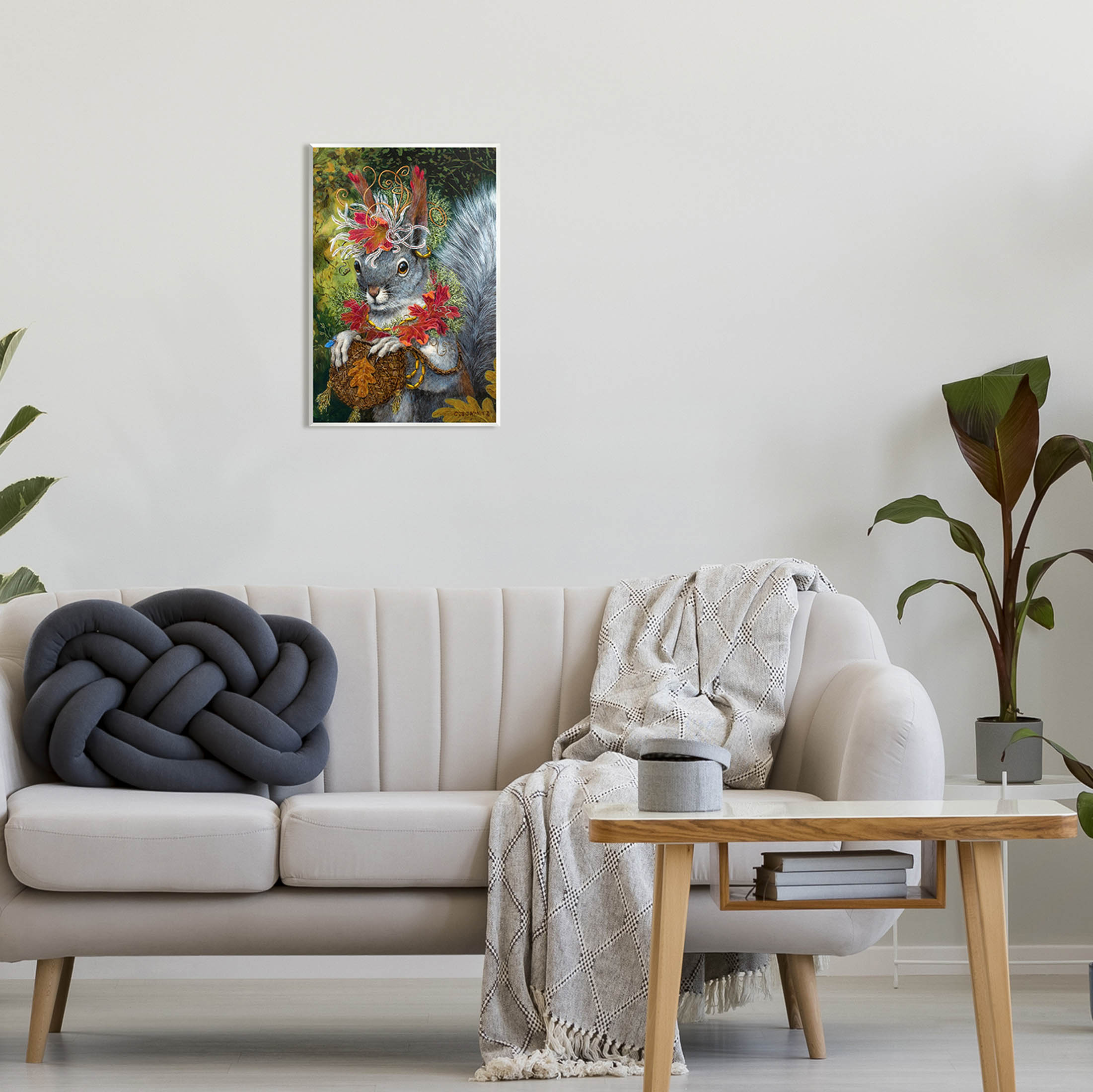 Stupell Industries Wildlife Botanical Squirrel Painting Unframed Art Print Wall Art, Design by Carolyn Schmitz