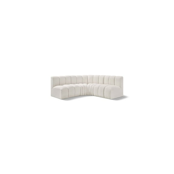 Meridian Furniture Arc Cream Boucle Fabric Modular Sectional