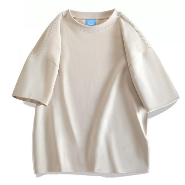 pstuiky camisetas para hombre, Blusa informal de manga corta con cuello redondo y color liso para hombre ropa de hombre xl