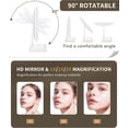 thumbnail image 6 of Yzhappy Makeup Vanity Mirror with Lights, 1X 2X 3X Magnification, Lighted , Touch Control, Trifold , Dual Power Supply, Portable LED Makeup Mirror, Women Gift (White), 6 of 6