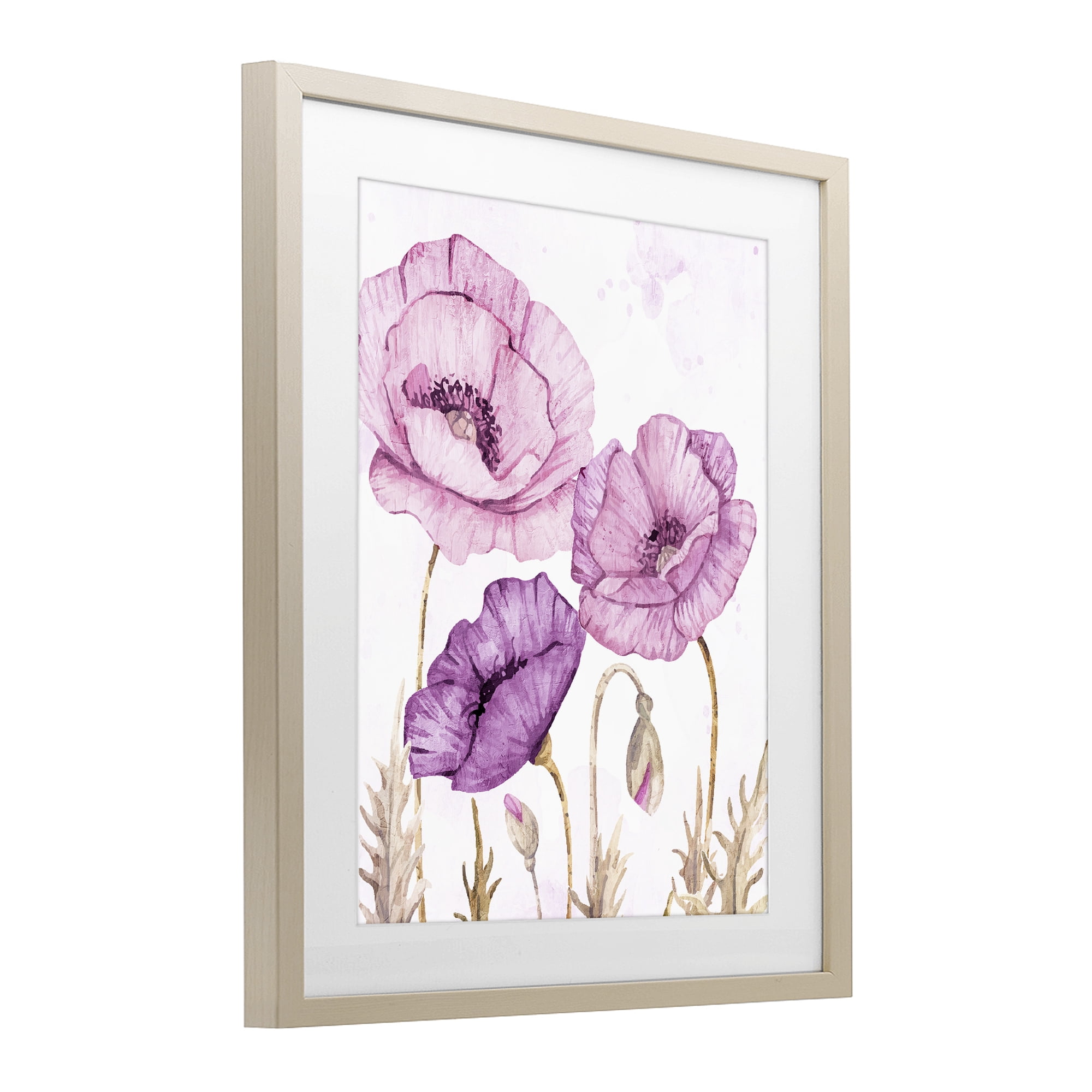 Stupell Industries Bright Purple Poppies Birch Framed Print Under Glass, design by Kim Allen