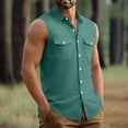 thumbnail image 5 of Guluxicc Mens Button Down Tank Tops Collared Solid Color Sleeveless Tops Summer Outdoor Casual Shirt with Pockets, 5 of 6