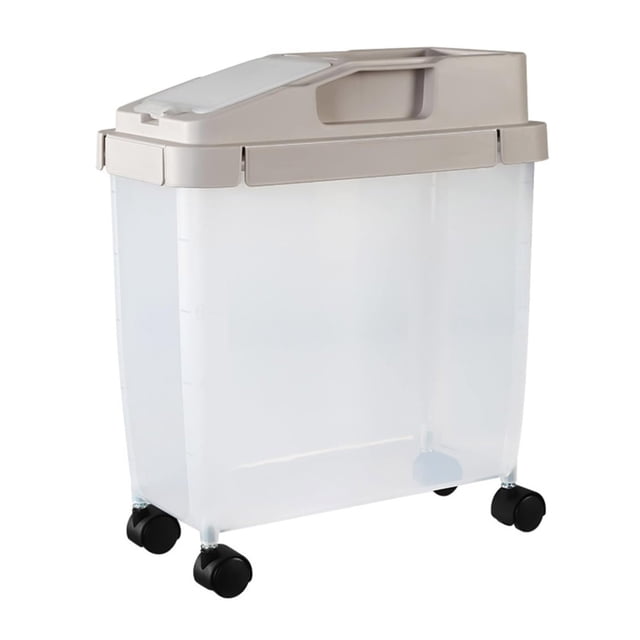Wmqpnns New Trending Large Airtight 20Lb Rice Container Food Storage Cereal Container Pet Dog Food Container with Wheels + Measuring Cup Flour Grain Container for Household