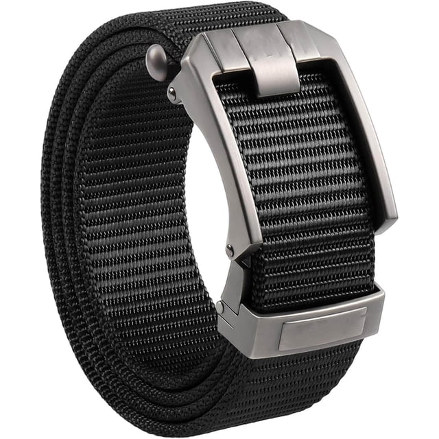 Cinturón de trinquete para hombre, cinturón táctico de nailon con hebilla deslizante automática