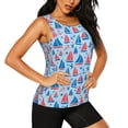 thumbnail image 2 of Bixox Women's Sailboats On A Waves Printed Sleeveless Fitness Workout Running Quick-Dry Tank Top, 2 of 5