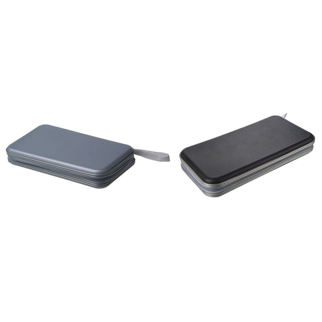 Estuche rígido para guardar CD y DVD (2 unidades, 80 discos), color plateado y negro