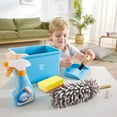 thumbnail image 5 of Hape: Scoot-Around Clean Up Bucket Set - 7pc, Yellow & Blue Cleaning Toy Playset, Bucket-Sprayer-Broom-Dustpan-Mop-Sponge-Duster, Pretend Play, Kid 3+, 5 of 9
